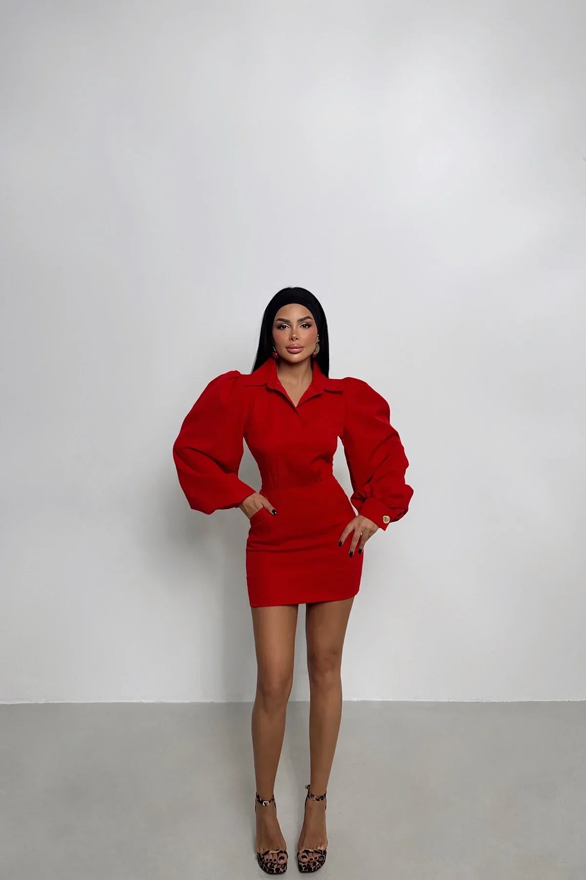 Black Renata Balloon Sleeve Dress