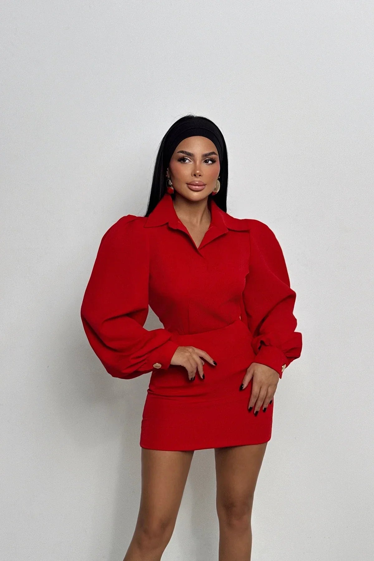 Black Renata Balloon Sleeve Dress