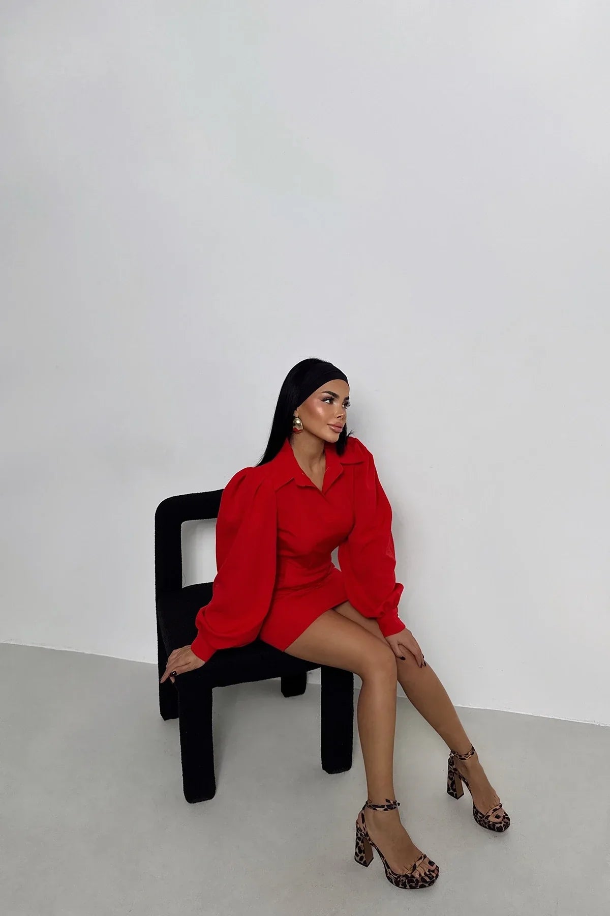 Black Renata Balloon Sleeve Dress