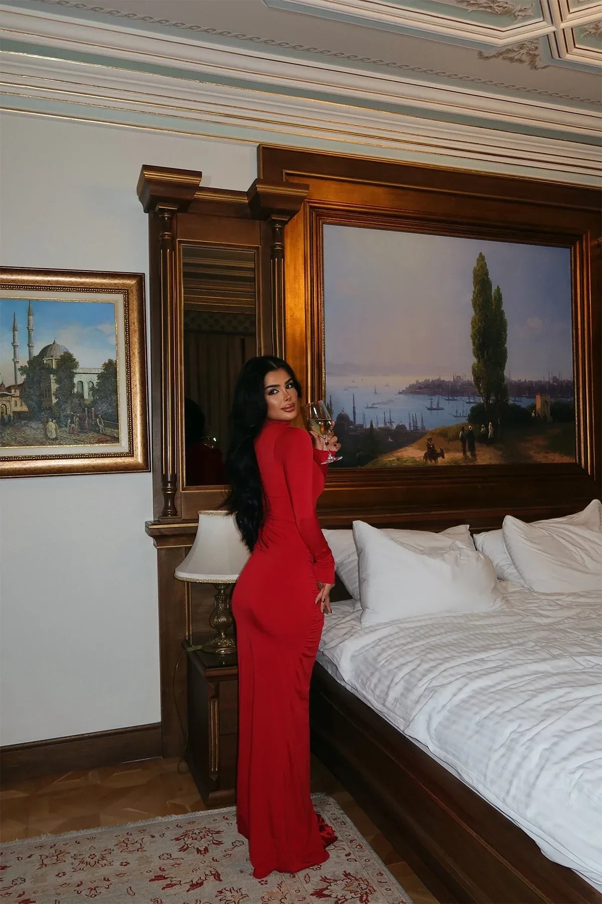 Red Rose Detail Long Dress