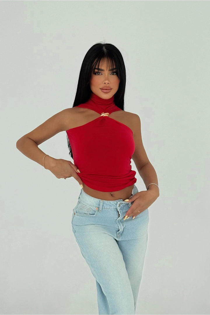 Red Basic Crop Top