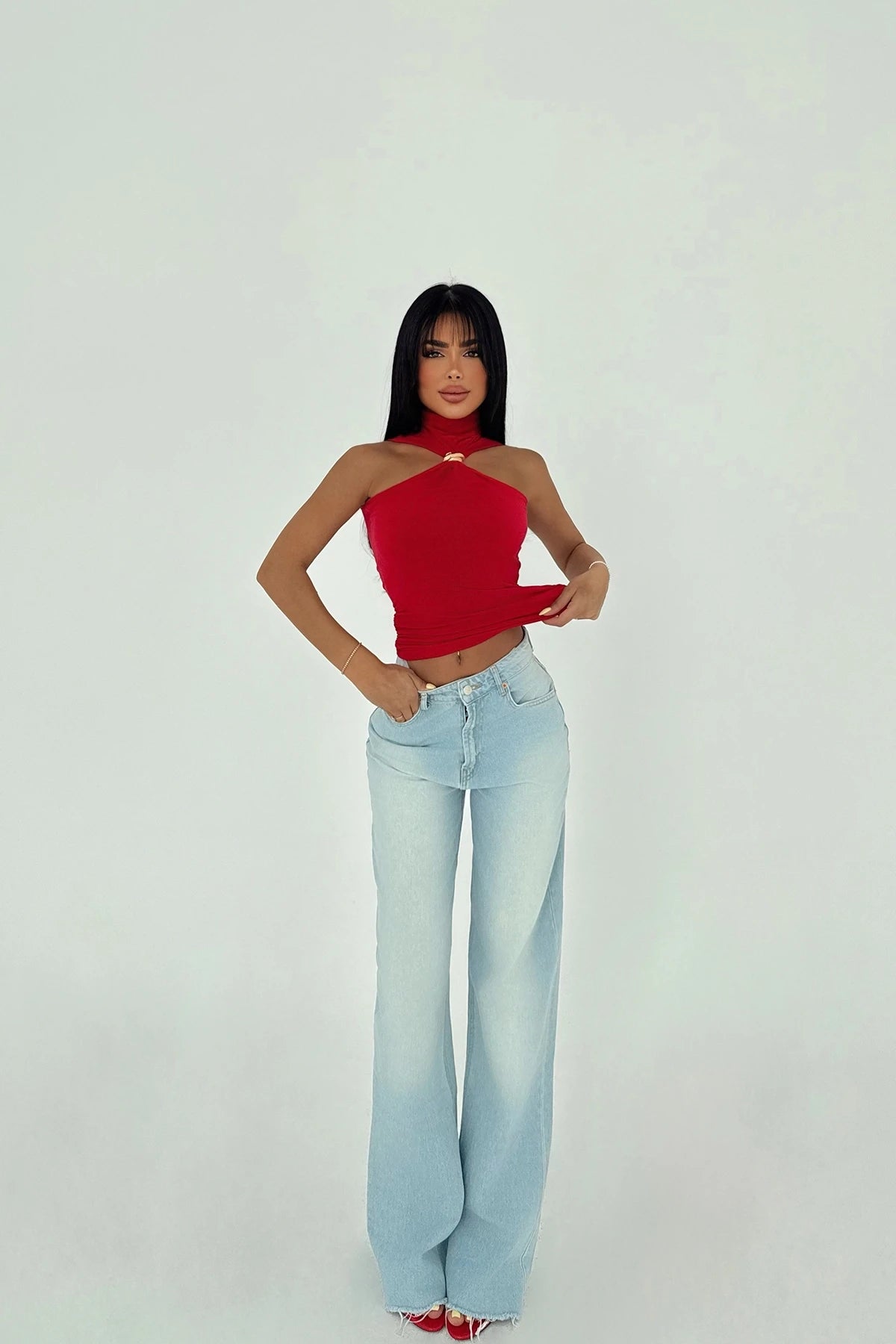 Red Basic Crop Top