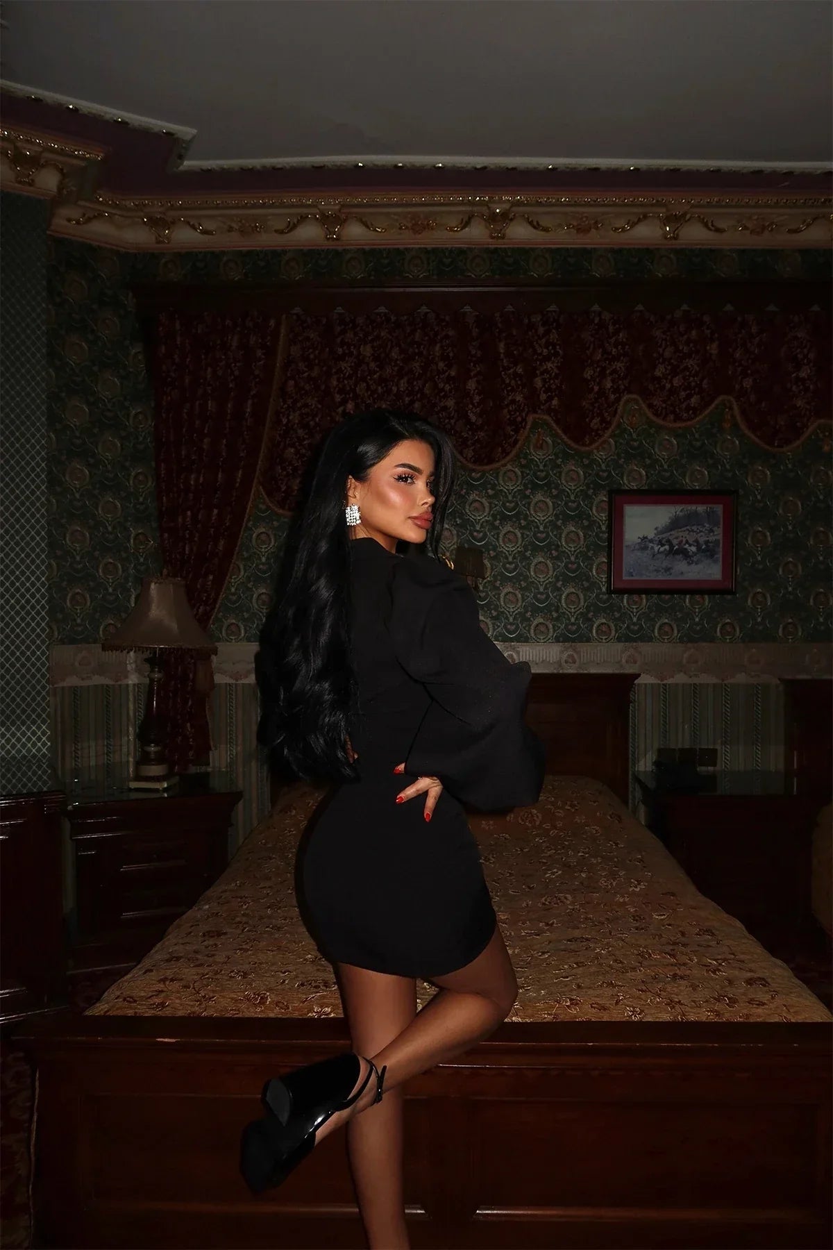 Black Renata Balloon Sleeve Dress